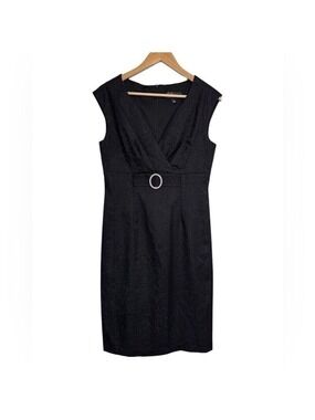Dress Barn Black Silver Sparkle Midi Dress Size 10